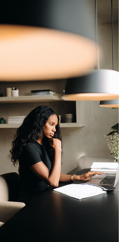 Woman working on laptop